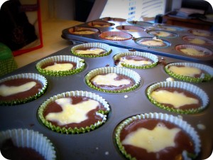 scoop cream cheese into each cupcake