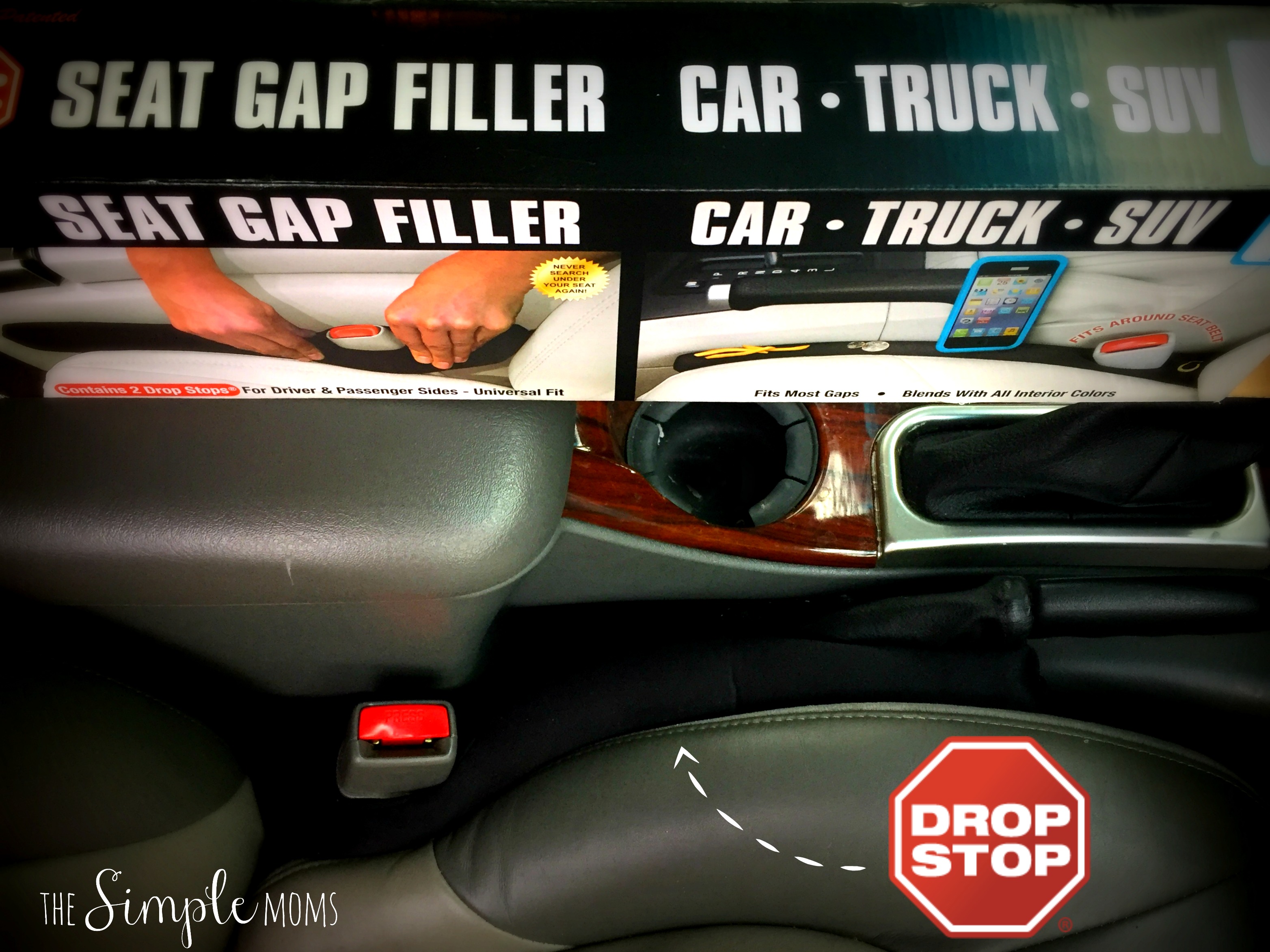 drop stop :: seat gap filler :: never search under your car seat again ::  review + giveaway – the SIMPLE moms