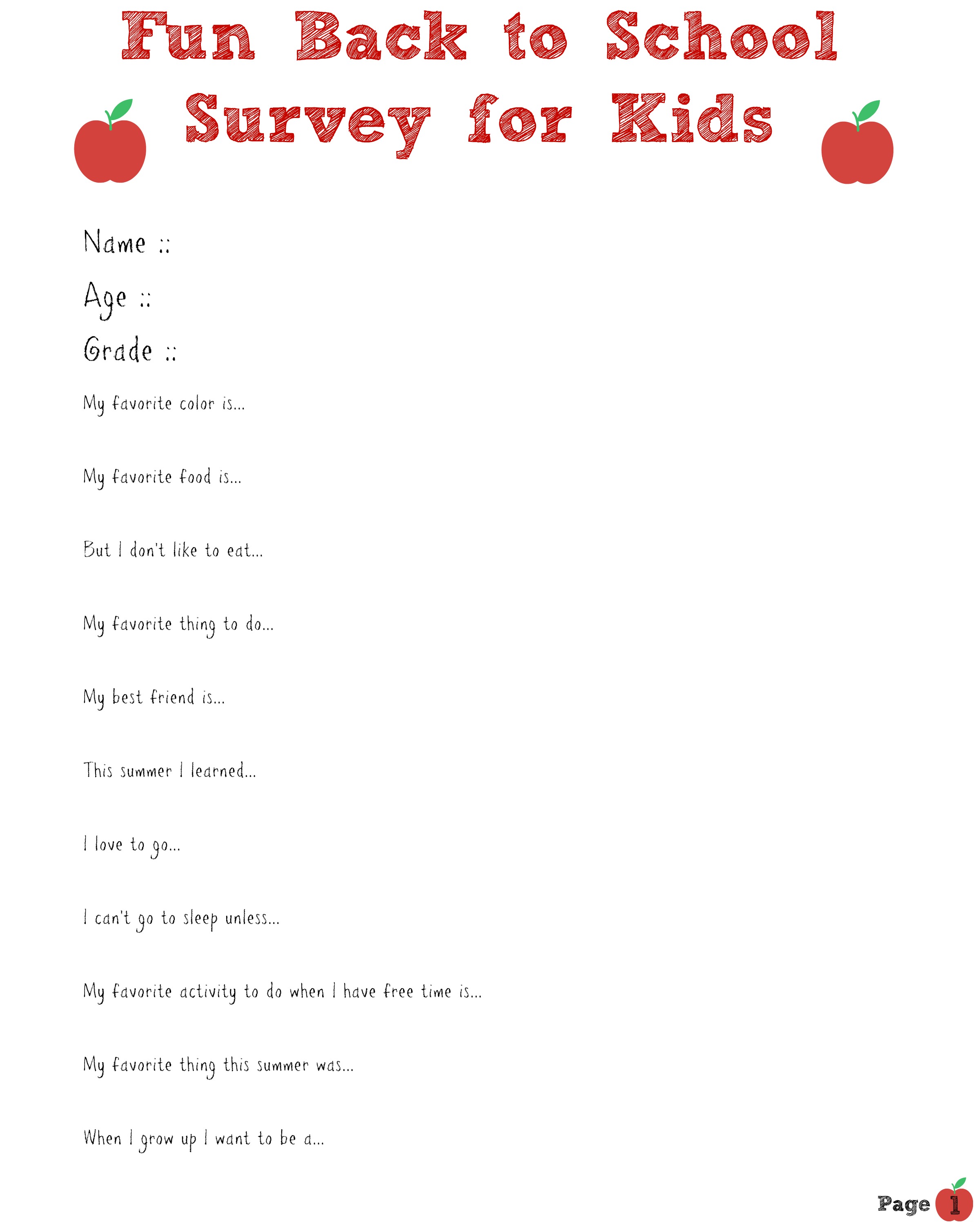 Surveys for kids